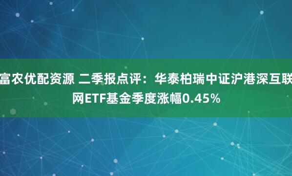 富农优配资源 二季报点评：华泰柏瑞中证沪港深互联网ETF基金季度涨幅0.45%